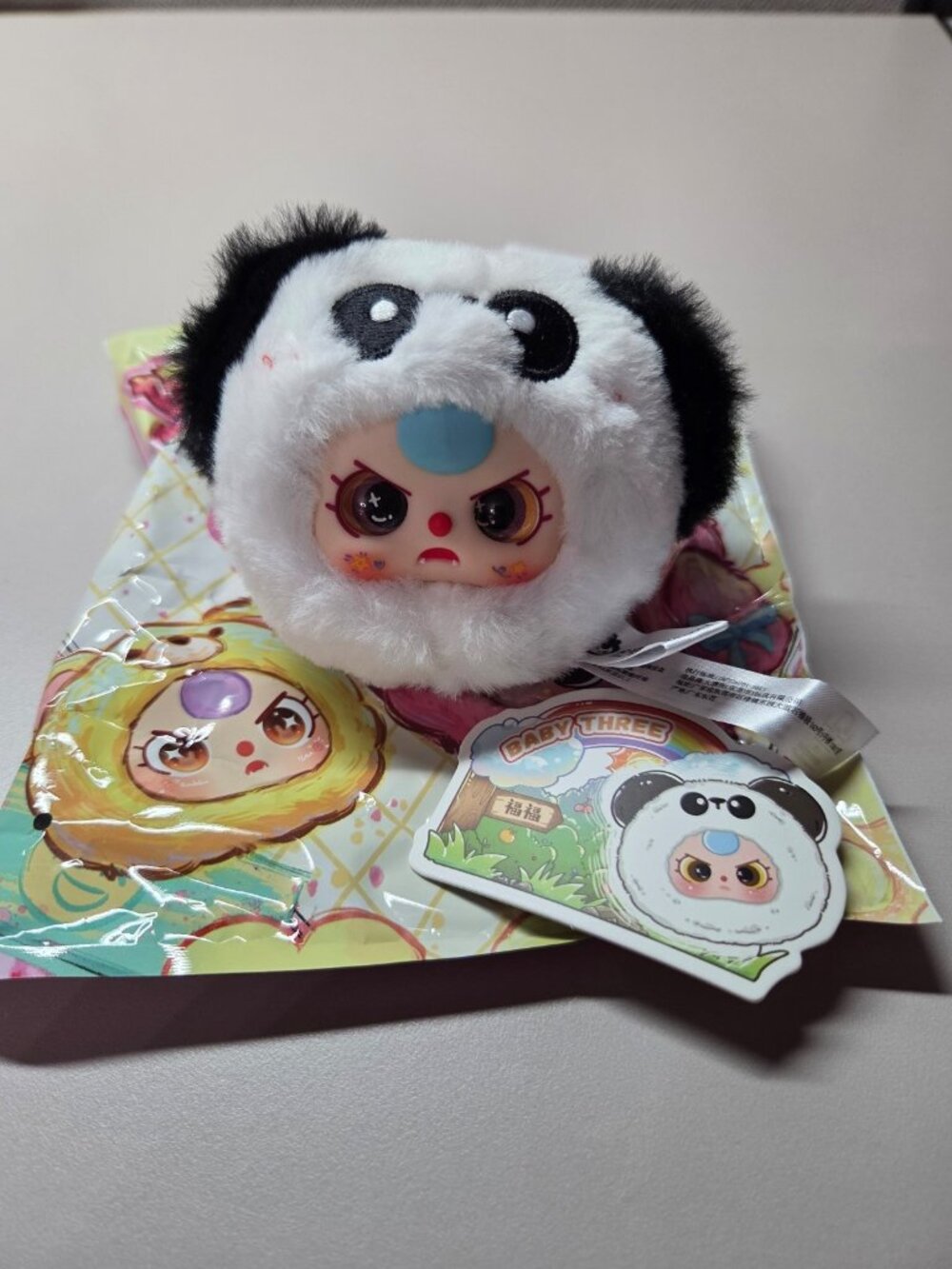 Baby three tiny animal panda with cute eyes